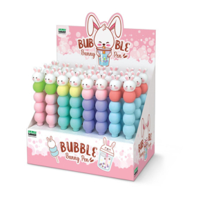 Espositore da banco 24 penne con cappuccio Lebez Bunny silicon 4 colori assortiti - 81904 - LoveOffice