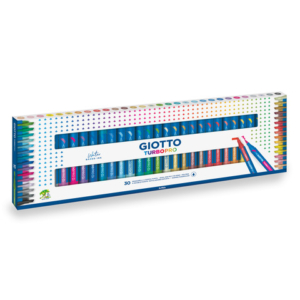 Pennarelli Giotto TurboPro doppia punta scalpello-pennello - conf. da 30 colori assortiti - F427900 - LoveOffice