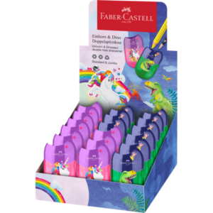Espositore 18 temperamatite con serbatoio Faber-Castell fantasia dinosauro e unicorno - 183551 - LoveOffice