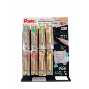 Espositore 24 pennarelli Pentel Milky Brush colori assortiti 0022402 - LoveOffice