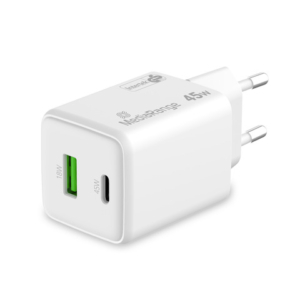Caricabatterie rapido GaN 43W con uscita USB-A e USB-C Media Range bianco MRMA113-2 - LoveOffice