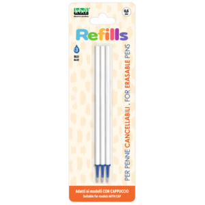 Conf. 12 blister da 3 refill inchiostro cancellabile Lebez blu per penne con cappuccio 0