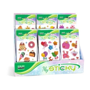 Espositore da banco 48 Stickers gommati Lebez Fantasy 6 soggetti assortiti A913 - LoveOffice