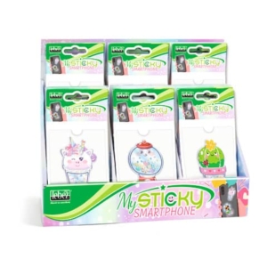 Espositore da banco 48 Stickers gommati Lebez Paillettes 6 soggetti assortiti A919 - LoveOffice