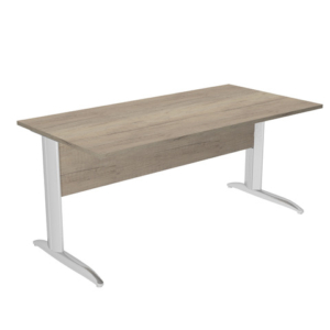 Scrivania piano rovere canadese gamba a L in metallo effetto cromo Presto 160x80xH.72 cm - 003K2/J/AR - LoveOffice