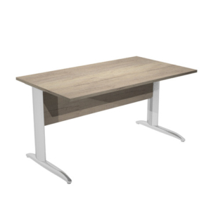 Scrivania piano rovere canadese gamba a L in metallo effetto cromo Presto 140x80xH.72 cm - 002K2/J/AR - LoveOffice