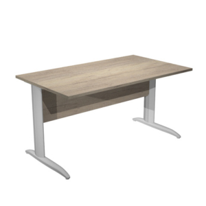 Scrivania piano rovere canadese gamba a L in metallo grigio alluminio Presto 140x80xH.72 cm - 002K2/J/AA - LoveOffice