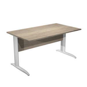 Scrivania piano rovere canadese gamba a L in metallo bianco Presto 140x80xH.72 cm - 002K2/J/AN - LoveOffice