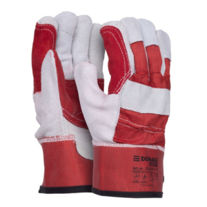 Guanti da lavoro in pelle bovina crosta grigio-rosso Donau Safety conf. 12 pz Tg. 10