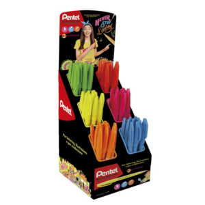 Espositore 60 pennarelli punta in fibra Pentel Brush Sign Pen Fluo colori assortiti - 0022473 - LoveOffice