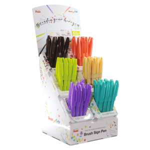 Espositore 60 pennarelli punta in fibra Pentel Brush Sign Pen Trendy colori assortiti - 0022404 - LoveOffice