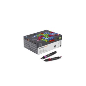 Pennarelli Winsor&Newton Promarker Brush doppia punta scalpello-pennello - conf. 48 pz colori assortiti - 0290080 - LoveOffice