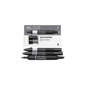 Pennarelli Winsor&Newton Promarker doppia punta fine-larga - conf. 3 pz grigio - 0290185 - LoveOffice
