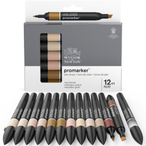 Pennarelli Winsor&Newton Promarker doppia punta fine-larga - conf. 12 pz toni carne + blender - 0290172 - LoveOffice