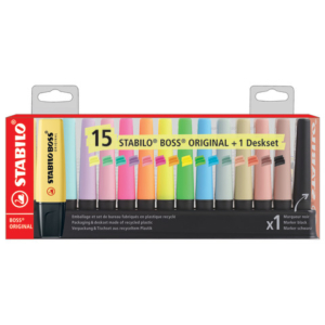 Desk set evidenziatori Stabilo Boss® Original 2-5 mm - 15 colori assortiti F60915 - LoveOffice