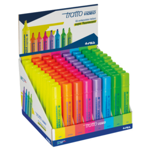 Espositore 80 evidenziatori Tratto Video Fluo 8 colori fluo assortiti F838100 - LoveOffice