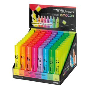 Espositore 80 evidenziatori Tratto Video Emotion 8 colori fluo assortiti F838600 - LoveOffice
