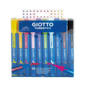 Pennarelli Giotto TurboPro doppia punta scalpello-pennello conf. 10 pz astuccio appendibile - colori assortiti - F428300 - LoveOffice