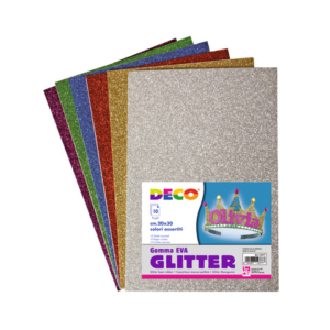 Fogli di gomma Deco Crepp 20x30 cm - conf. 10 fogli in colori assortiti glitterati - 12377 - LoveOffice