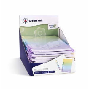 Espositore 12 blocchi note spiralati Osama Rainbow Pastel 120 ff 80 g/m² formato B5 - OW 84045252 - LoveOffice