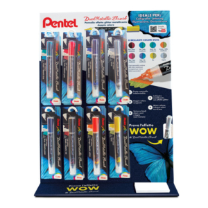 Espositore 24 pennarelli Pentel Dual metallic Brush colori assortiti 0022321 - LoveOffice