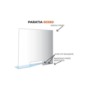 Paratia formato 60x60 cm policarbonato trasparente 05N01935375650 - LoveOffice