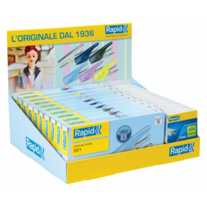 Espositore 30 articoli di cui 10 cucitrici a pinza Rapid S51 Supreme + 20 punti metallici Rapid Standard 21/4 - LoveOffice