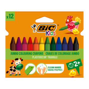 Pastelli a cera BIC Kids Plastidecor Triangle con fusto triangolare in conf. 12 pezzi assortiti - 8297733 - LoveOffice