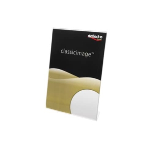 Porta-avvisi deflecto® A5 verticale in polistirene con base a L trasparente 47501 - LoveOffice