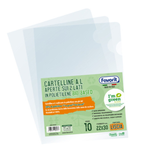 Cartella a L Favorit in polietilene bio based colore trasparente effetto liscio - conf. 10 pezzi - 400178018 - LoveOffice