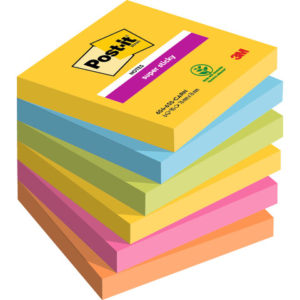 Foglietti Post-it® Super Sticky Carnival - conf. 6 blocchetti da 90 ff 76x76 mm - 654-6SS-CAR - LoveOffice