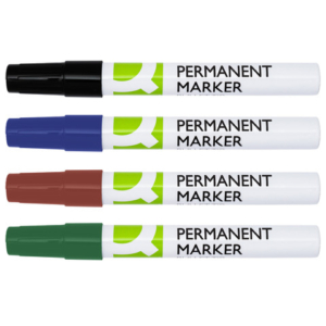 Marcatore permanente Q-Connect con fusto in alluminio e punta conica 4 mm - conf. 4 pz - colori assortiti - KF11712 - LoveOffice