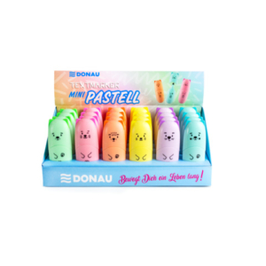 Espositore 24 mini evidenziatori Donau design animaletti tratto 1-5 mm - colori pastello assortiti - 330466924 - LoveOffice