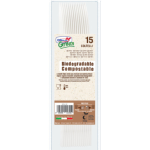 Coltelli in biocompost Dopla Green Compact avorio 180 mm - conf. 15 pz - 03901 - LoveOffice
