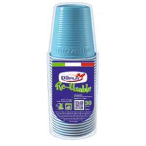 Bicchieri in PS Dopla Reusable  230 ml turchese - conf. 30 pz - 22704 - LoveOffice