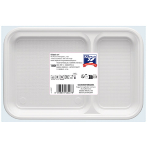 Vassoio rettangolare in PS Dopla Professional 2 scomparti 270x180 mm - conf. 50 pz - 06027 - LoveOffice