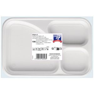 Vassoio rettangolare in PS Dopla Professional 3 scomparti 315x210 mm - conf. 100 pz - 06028 - LoveOffice