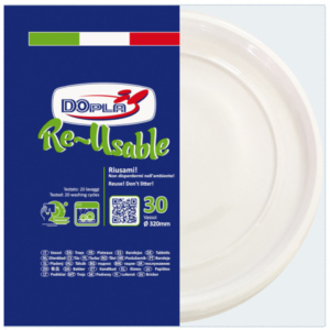 Piatti pizza in PS Dopla Reusable  Ø 320 mm bianco - conf. 30 pz - 06035 - LoveOffice