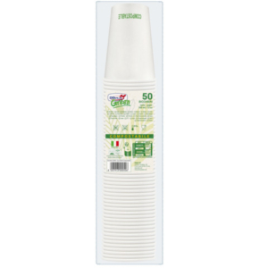 Bicchieri in carta compostabili Dopla Green 350 ml bianco - conf. 50 pz - 33394 - LoveOffice