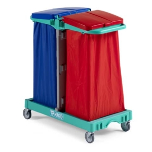 Carrello porta rifiuti per raccolta differenziata TTS Magic Line Basic 100B Verde  - doppio - ML100B0A0000 - LoveOffice