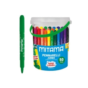 Pennarelli Mitama JumboSuper Lavabili - punta maxi 5 mm - colori assortiti - conf. 50 pezzi 62875 - LoveOffice