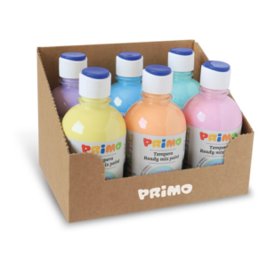 Tempera pronta pastello Primo con tappo dosatore 300 ml conf. da 6 colori assortiti - 2002BRPASS - LoveOffice