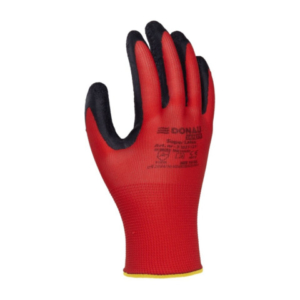 Guanti da lavoro Donau Safety in PL rosso e lattice ruvido nero sul palmo Tg. 8 - conf. 12 pz - 32021121-08 - LoveOffice