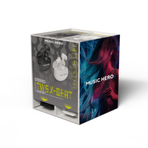 Espositore 12 auricolari wireless TWS X-BEAT Music Hero in-ear assortiti bianco e nero - EXPO-MHWALL+ - LoveOffice