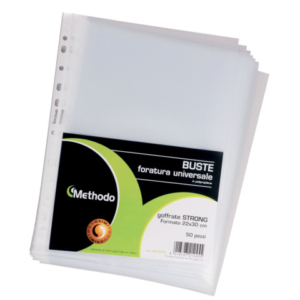 Buste a perforazione universale Methodo Strong 22x30 cm - alto spessore - conf. 50 pz - finitura liscia - X212395 - LoveOffice