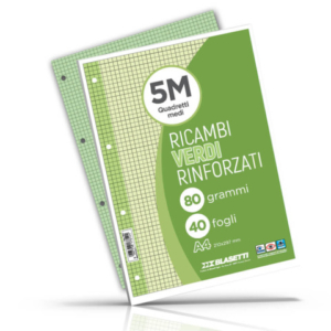 Ricambi rinforzati colorati Blasetti per quaderni ad anelli A4 80 g/m² - 40 ff - 5 mm - verde - 7814 - LoveOffice