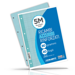 Ricambi rinforzati colorati Blasetti per quaderni ad anelli A4 80 g/m² - 40 ff - 5 mm - azzurro - 7808 - LoveOffice
