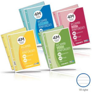 Ricambi rinforzati colorati Blasetti per quaderni ad anelli A4 80 g/m² - 40 ff - 1R - azzurro - 7809 - LoveOffice