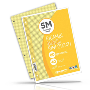 Ricambi rinforzati colorati Blasetti per quaderni ad anelli A4 80 g/m² - 40 ff - 5 mm - giallo - 7811 - LoveOffice