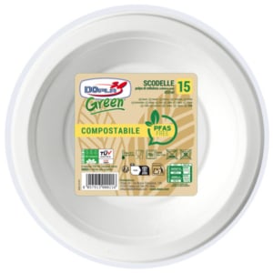 Scodelle in polpa bianche Dopla Green Pfas Free 450 ml - Ø 175 mm - conf. 15 pz - 07775 - LoveOffice